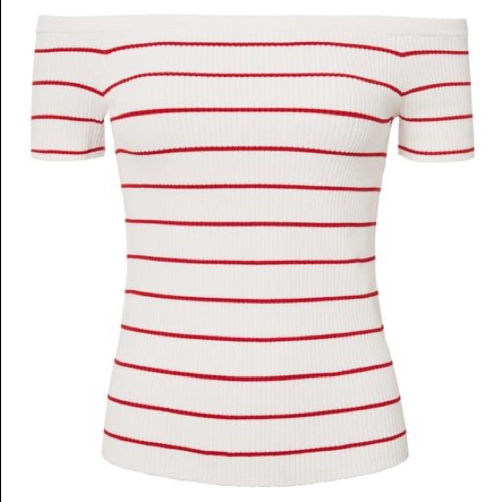 Intermix white with red stripes top
